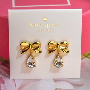 Kate Spade Bow Crystal Drop Earrings (Brand New)